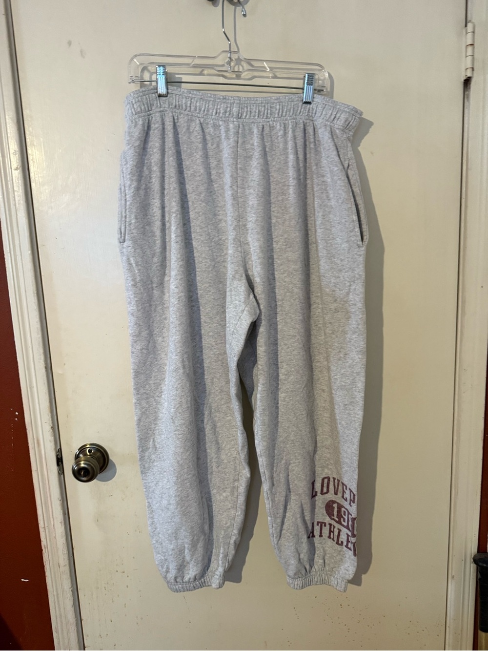 Victoria's Secret Light Gray Sweatpants with Maroon Logo